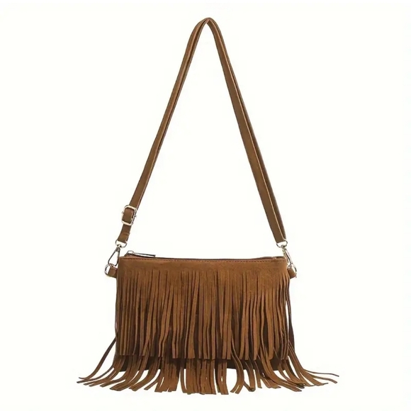 Handbags - Suede Fringe Crossbody